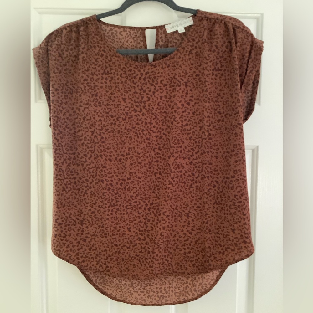 Hippie Rose Brown Leopard Print Blouse